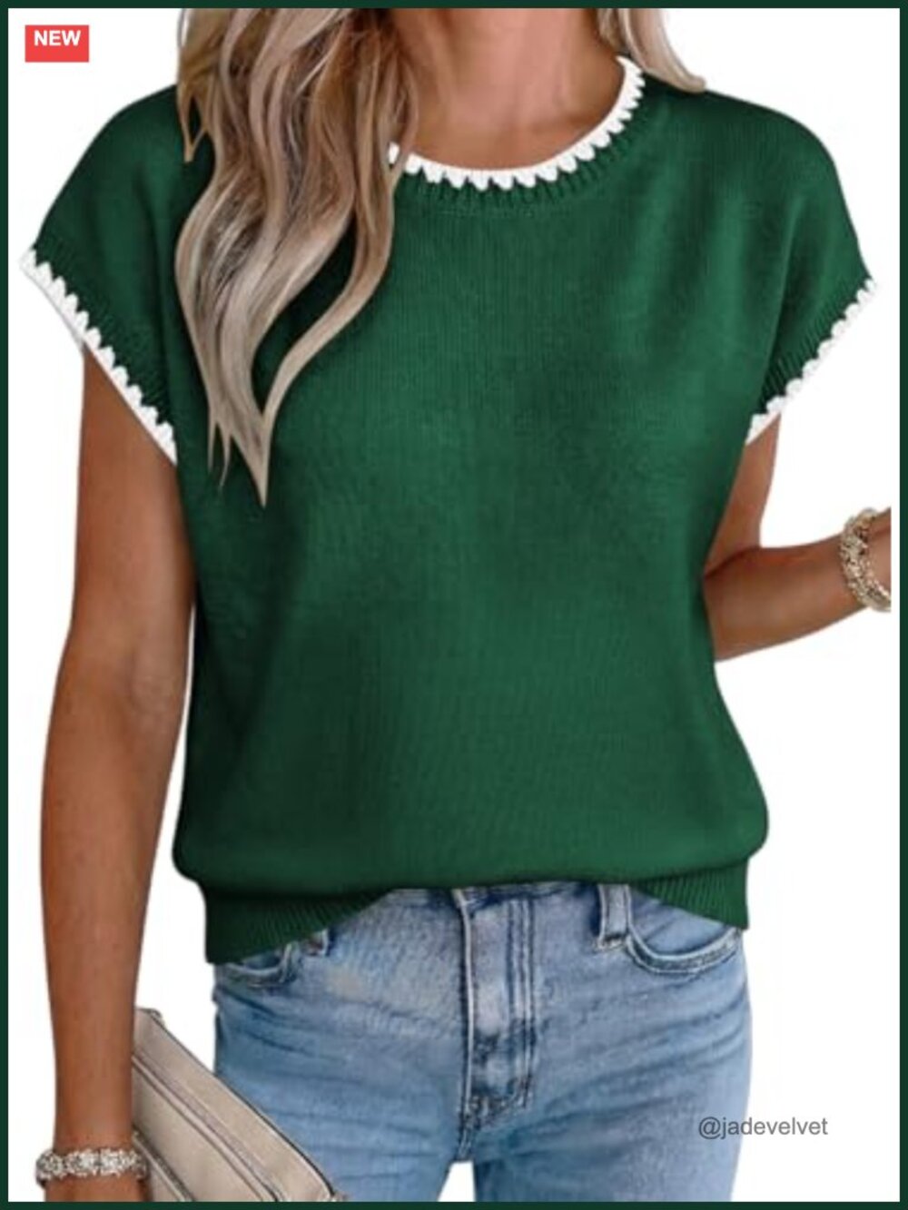 Womens Short Sleeve Knit Sweater Top Ruffle Trim Loose Fit